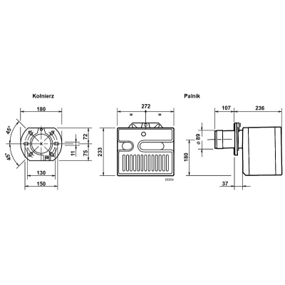 Palnik olejowy jednostopniowy EACOON R-G5 LC (L=107 mm, śr. 89mm), moc: 28 - 60kW